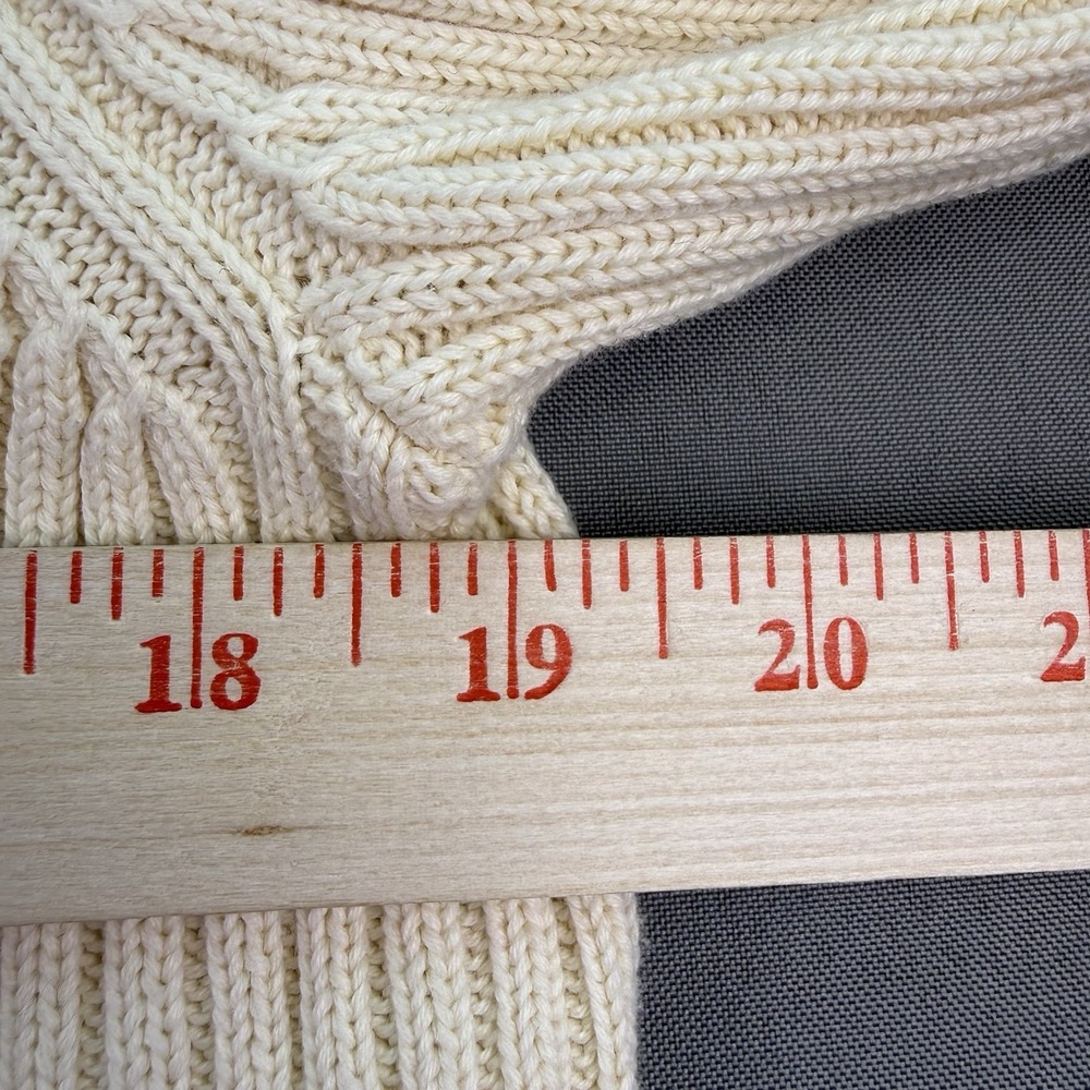 VTG Lauren Ralph Lauren Women's Size XL Ivory‎ Ribbed Cardigan Crest 100% Cotton - Picture 8 of 11